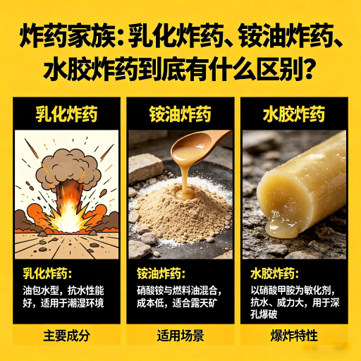 开化炸药家族：乳化炸药、铵油炸药、水胶炸药到底有什么区别？